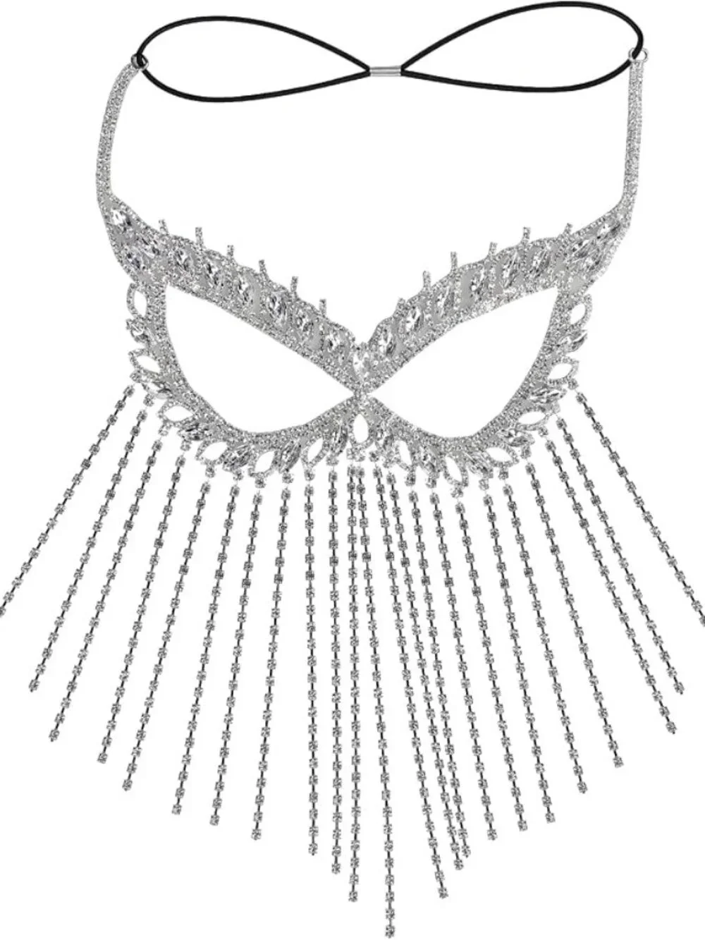 Women's Rhinestone Tassel Veil Face Mask